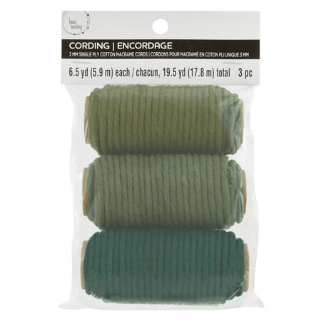 UPC: 0195158477849 | 3mm Green Cotton Macramé Cords by Bead Landing™