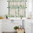 thumbnail image 3 of Summer Green Eucalyptus Leaf Curtain Tier and Valance Set 3 Piece, Farm Foliage Retro Linen 3-inch Rod Pocket Window Tier Curtains Valance for Kitchen Living Room, 3 of 9