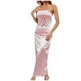 thumbnail image 2 of Wiyuqeen Women Strapless Tube Bodycon Elegant Trendy Backless Wedding Guest Maxi Dresses Pretty Solid Silk Slimming Long Dresses for Cocktail Party Dresses, 2 of 7