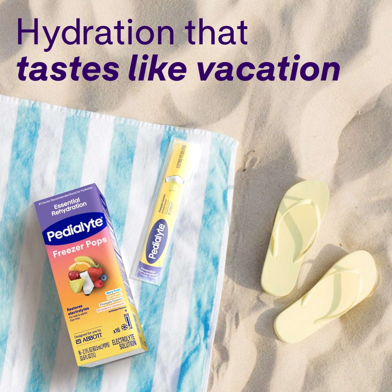 Pedialyte Electrolyte Solution Freezer Pops, Variety Pack, Pack of 16