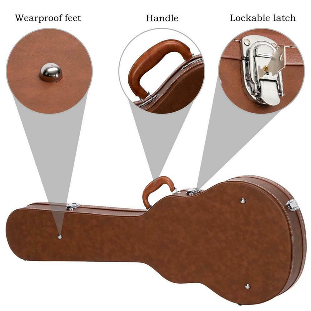 Electric Guitar Storage Box Lockable String Instrument Storage Case with Leather Handle and Deluxe Plush Interior