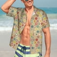 thumbnail image 7 of Bingfone Men's Short Sleeve Button Down Shirts Hawaiian Retro Geometry Printed Beach Shirt, 7 of 7