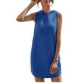 thumbnail image 1 of Vestido corto sin mangas con capucha para mujer: color liso, tejido de poliéster, estilo informal para primavera/verano, talla real., 1 of 7