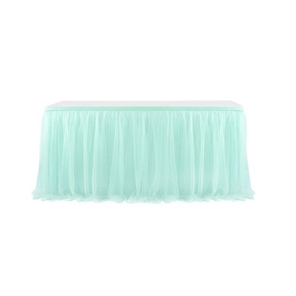 Falda De Tul Para Mesa De Alta Gama Con Borde Dorado Y Malla Para Decoración De Cumpleaños Y Bodas