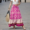 thumbnail image 3 of Gibobby faldas largas de mujer casuales Falda larga de flores bohemias para mujer, cintura alta elástica con bolsillos y cinturón, falda larga, falda plisada, falda de playa,(Rosa, M), 3 of 5