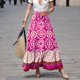 thumbnail image 3 of Gibobby faldas largas de mujer casuales Falda larga de flores bohemias para mujer, cintura alta elástica con bolsillos y cinturón, falda larga, falda plisada, falda de playa,(Rosa, S), 3 of 5