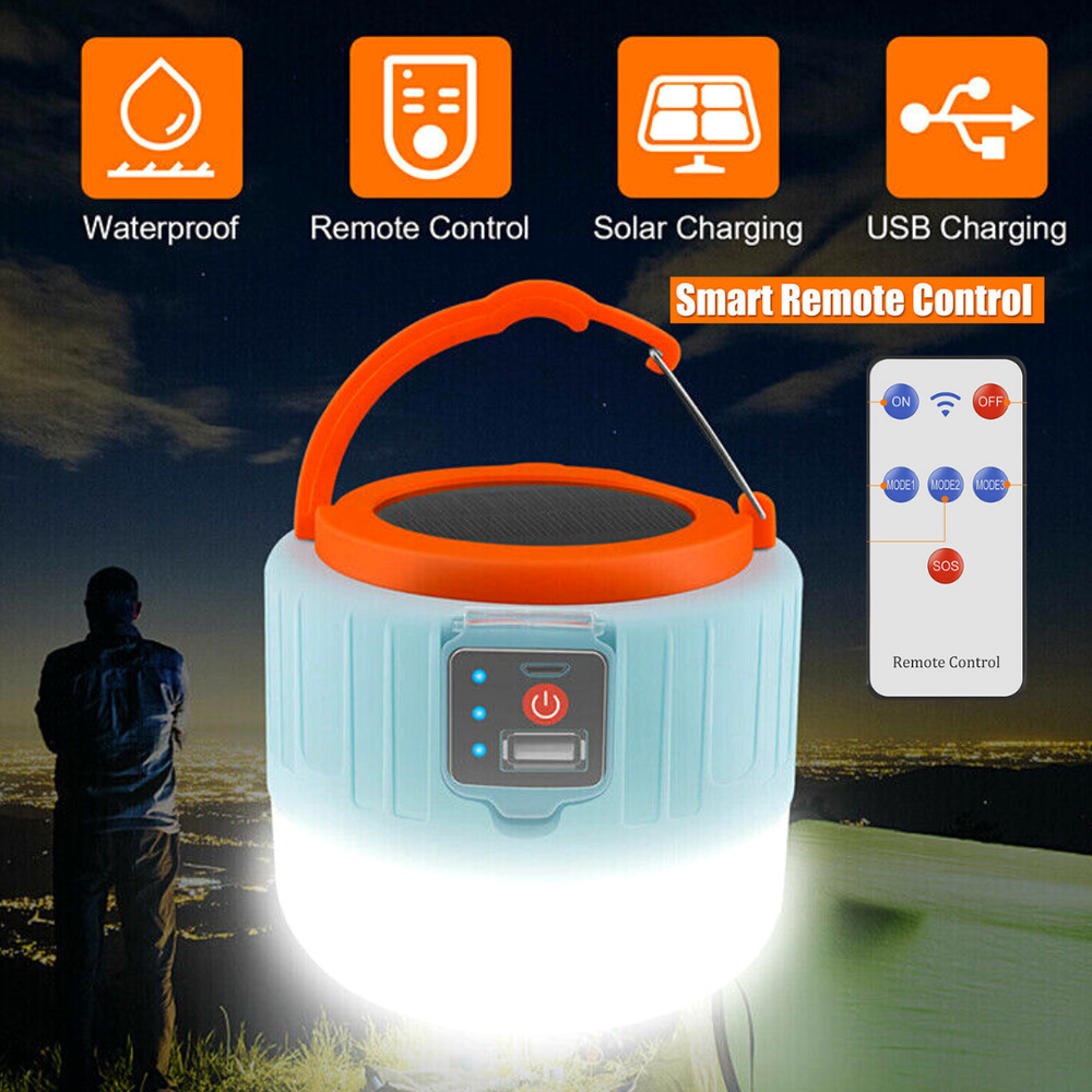 Lampara Linterna Porttil Solar 600 Lumen USB Recargable LED De Patio Con Remoto
