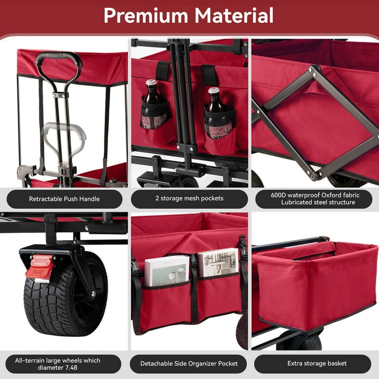 Collapsible Garden Wagon Cart with Removable Canopy, VECUKTY