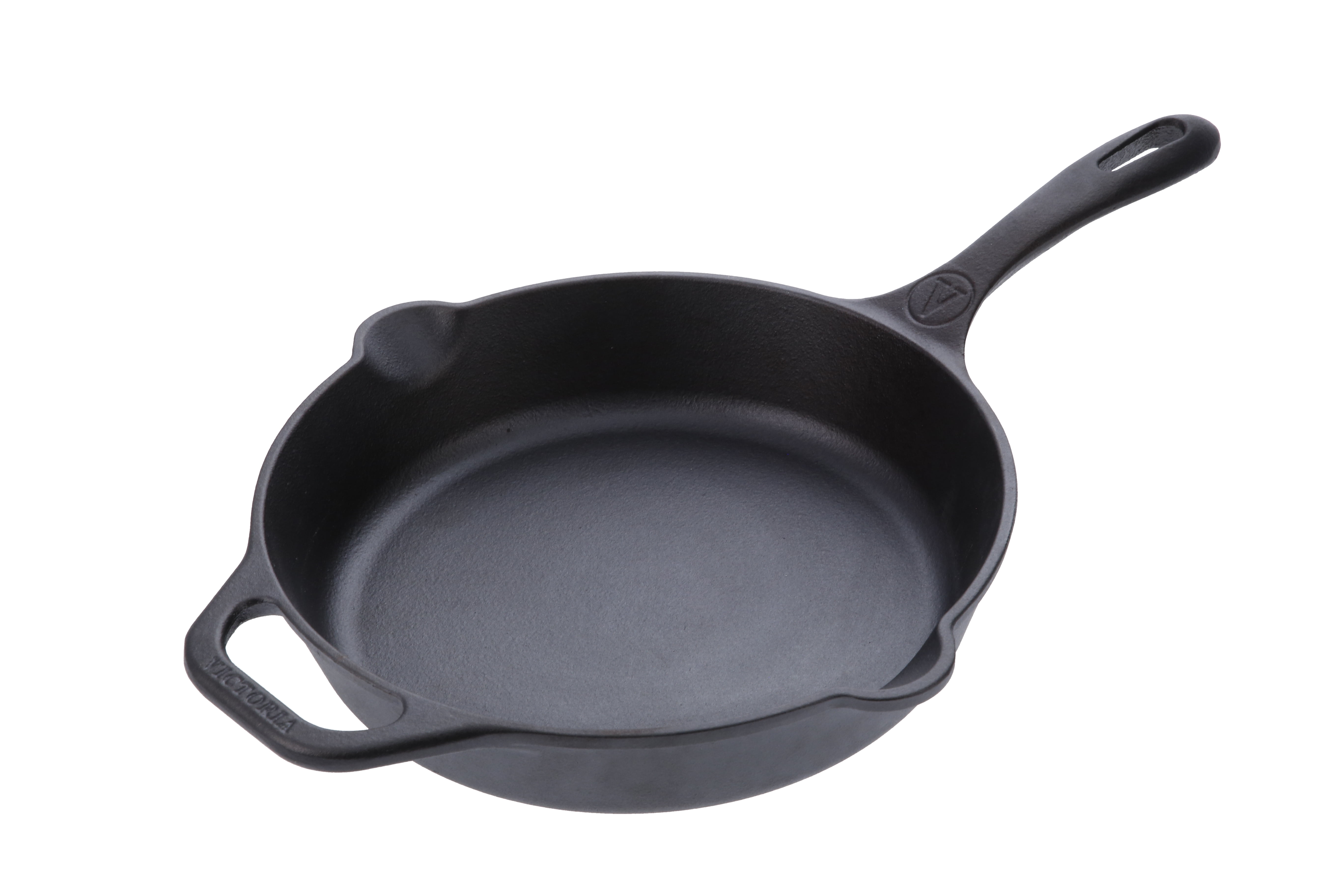 Victoria 10-Inch Cast Iron Comal Pizza Pan with 2 Side Handles, Preseasoned  with Flaxseed Oil, Made in Colombia, Black