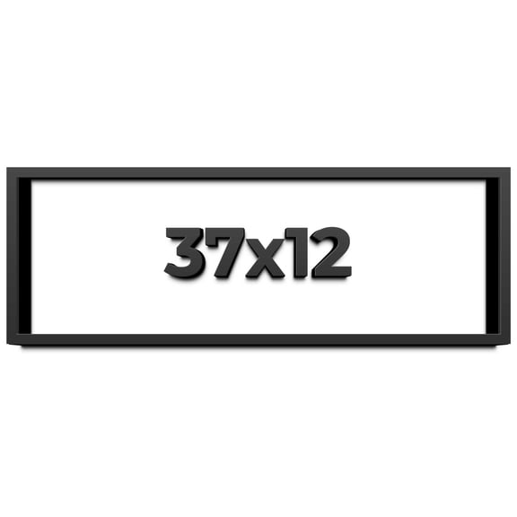 37x12 Shadow Box Frame Black | 1 inches Deep Real Wood Contemporary Shadowbox Display Frame | UV