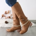 thumbnail image 4 of Mepaouo Knee High Boots Women Pull on Buckles Heel Cowboy Riding Boots Retro Long Tall Boots, 4 of 7