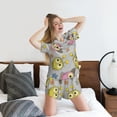 thumbnail image 5 of Fotbe Cartoon Owls Print Pajama Set for Women 2 Piece Loungewear Short Sleeve Tops and Shorts Set Soft Sleepwear-Medium, 5 of 7