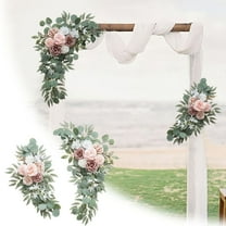 Wedding Floral Swag Decor - Large Dusty Rose Artificial Flower Arrangement - Romantic Silk Bridal Garland for Arches, Signs, Chair Decor - Ready-to-Use Ceremony Decoration (1-Piece Set)