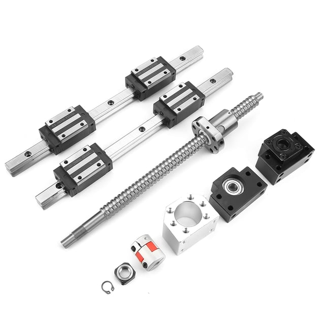 2 rieles guía lineales HGR15-300 mm y 1 husillo de bolas RM1605-300 mm y kit BF12/BK12