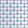 thumbnail image 1 of Geometric Upholstery Fabric by the Yard, Diagonal Checkered Squares with Vertical Scratches Grunge Traditional Design, Decorative Fabric for DIY and Home Accents, Pink Blue White by Ambesonne, 1 of 4