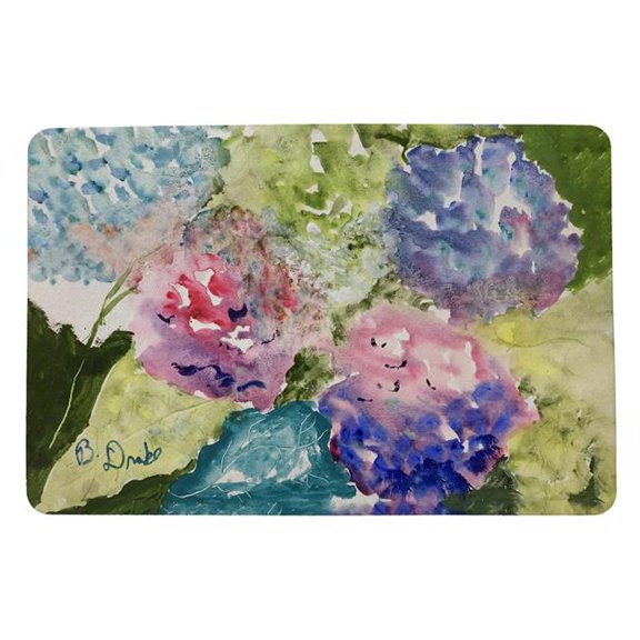 Betsy Drake DM1419 18 x 26 in. Pink & Purple Hydrangeas Door Mat