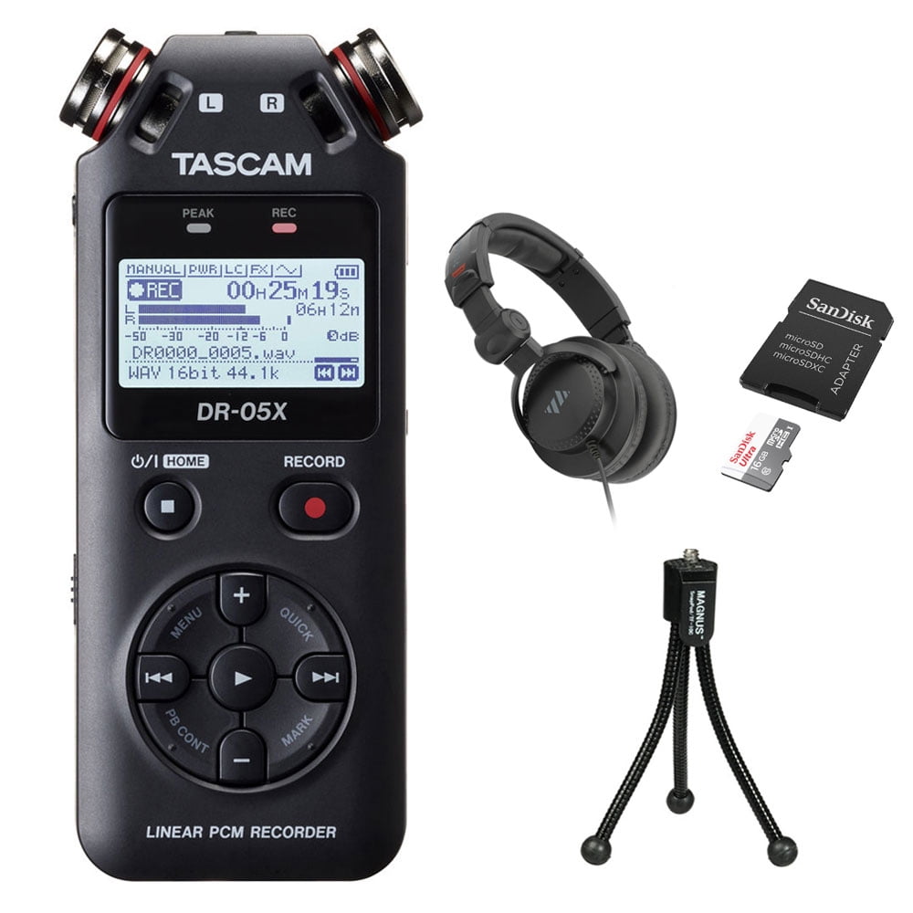 Tascam DR05X Stereo Handheld Digital Audio Recorder with Polsen HPC