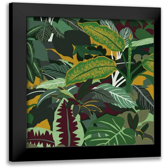 Gallagher, Megan 12x12 Black Modern Framed Museum Art Print Titled - Jungle Safari I