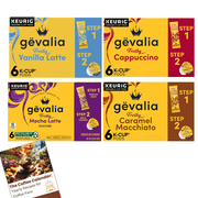 Gevalia 24-Count 2-Step K-Cup Variety Pack: Frothy Vanilla Latte K Cups, Cappuccino K Cups, Mocha Latte K Cups, Caramel Macchiato K Cups,6pcs Each- Includes Recipe eBook, Perfect for Keurig Machines