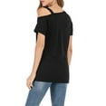 thumbnail image 4 of Camiseta de mujer Sexy con hombros descubiertos, manga corta, top de algodón retorcido, negro, S Methold AP001289-01, 4 of 7