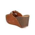 thumbnail image 3 of Refresh EE13 Women Leatherette Open Toe Stud Slip On Wedge Sandal - Black (Size: 10), 3 of 5