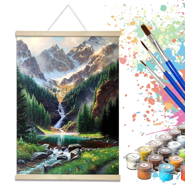 JYLMOOD Paint by Numbers with Hanger Frame for Adults Beginners Roll Canvas,12x16in