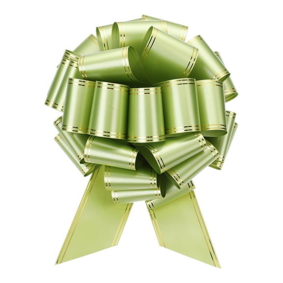 16 Inch Giant Large Pull Bow Big Metallic Car Bows Ribbon with Gold Edge for Gift Christmas, Light Green