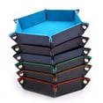 thumbnail image 3 of OUSITAID Foldable Dice Tray Box PU Leather Folding Hexagon Coin Square Tray Dice Game, 3 of 5