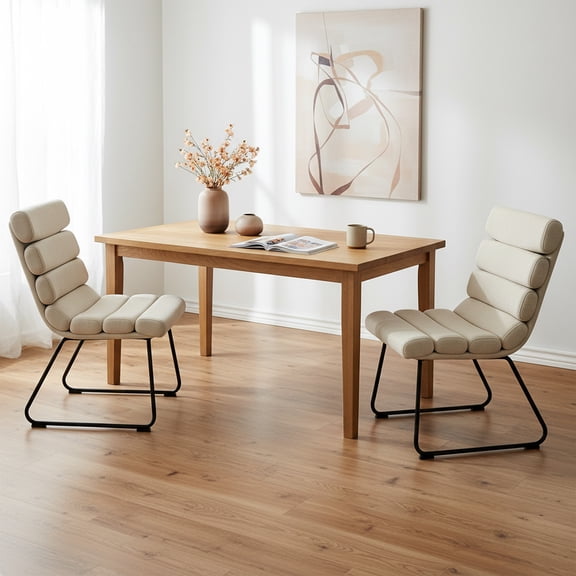 Modern Dining Chairs Set of 2, Upholstered Dining Room Chairs, Comfortable Chairs for Kitchen, Living Room & Office, Beige
