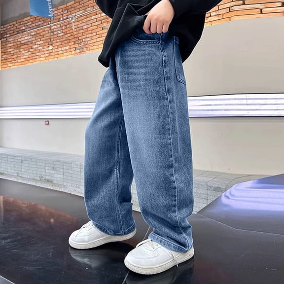Cute Baggy Jeans for Teens Baggy Jeans for Teen Boys Youth Wide Leg Cargo Denim Pants Kids Oversized Husky Jeans Streetwear Preppy Clothes with Pockets