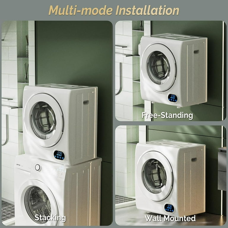 ROVSUN Portable Clothes Dryer 110V High End Front Load Laundry Tumble Dryer Machine with Stainless Steel Tub High End LCD Touch Panel for Home