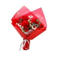thumbnail image 4 of Crochet Flower Bouquet Ornament Artificial, decoración de la mesa de la pieza central, arreglos florales de punto Regalo romántico Rojo, 4 of 8