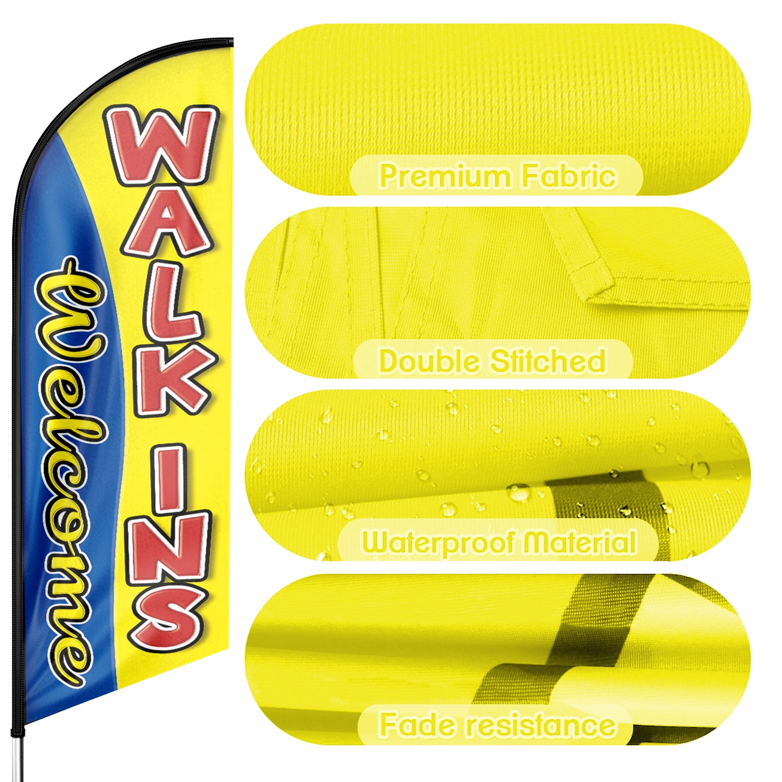 Welcome Walk ins Sign Feather Flag,8FT Welcome Walk ins outdoor advertising flag, Welcome Walk ins Business Sign,Welcome Walk ins Swooper Flag（FLAG ONLY）