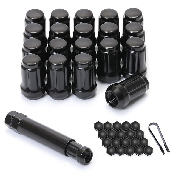 M12x1.5 Lug Nuts M12-1.50 Lug Nuts Black Spline Lug Nuts 12x1.5 1.38" Long Set of 20 Wheel Lug Nut 12mmx1.5 Lug Nuts Acorn Fit for Honda Accord CRV Civic