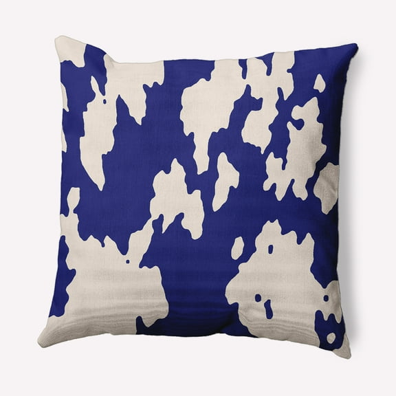 Simply Daisy 16" x 16" Moo Print Indoor/Outdoor Polyester Throw Pillow, Indigo Blue