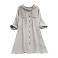 thumbnail image 2 of Womens Casual Button Plus Size Cotton Tops Tee Shirt Hooded Pocket Loose Blouse, 2 of 5