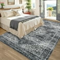 thumbnail image 3 of FairOnly Dark Grey 5'x7'Boho Vintage Floral Printed Area Rug Low Pile Machine Washable Stain Resistant Non-Slip Distressed Rug for Bedroom Kitchen Dining, 3 of 7