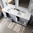 thumbnail image 3 of Dark Grey Double Bath Vanity 84" W X 22" D, White Quartz Countertop - Solid Wood, Soft Close, Scratch & Stain , 2 Cabinets, 14 Drawers Open Shelf For Storage, Pre-drilled 8 In. Faucet 84 22 In., Top, 3 of 7