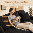 thumbnail image 3 of Boneless Couch for Living Room, Lofka 105" Sectional Sofa L-Shaped, Deep Seat Corduroy Cloud Couch with Left Facing Chaise, Black, 3 of 9