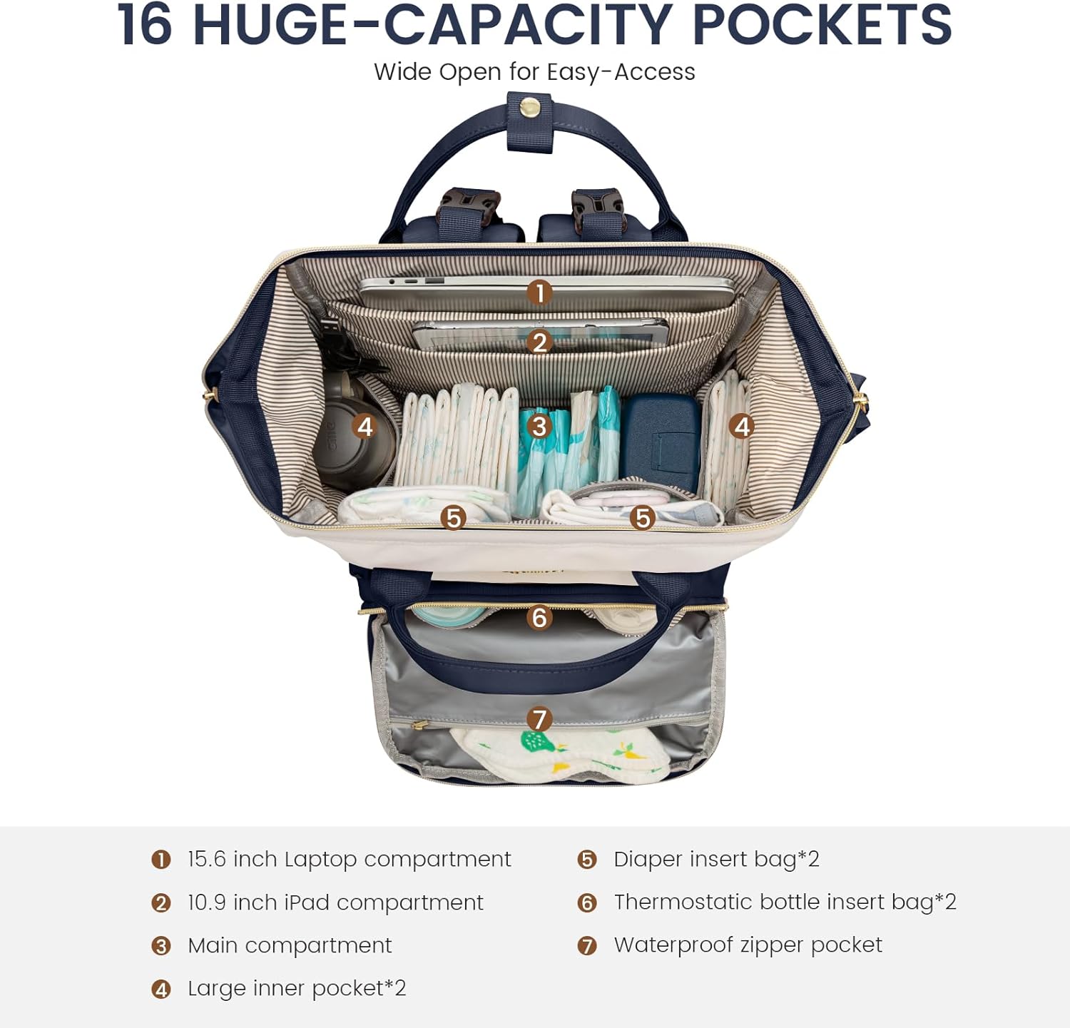 Lovevook Diaper Backpack,Large Diaper Bag Mummy Bag for New Mum Daddy,Convenient Work Travel Baby Bag for Office Mummy and Travel Essential Baby Shower