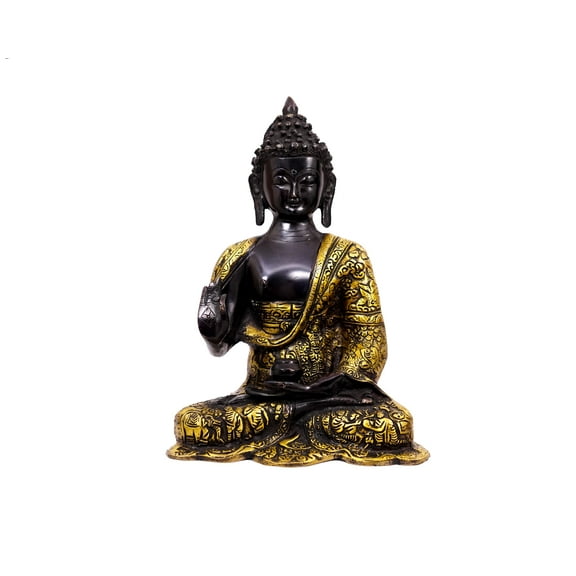 Lord Blessing Buddha Brass Statue Idol for Garden, Puja, Home Mandirs, Gifts by Pooja Bazar 5 X 10 X 7.5 In