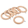 thumbnail image 1 of Uxcell 6Pack 2.75 Inch Wooden Curtain Drapery Ring Hook for Curtain Drapery Rod, Natural, 1 of 6