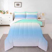 Homewish Ombre Tie Dye 3-Piece Full Size Comforter Sets For Children Kids Teens,Abstract Gradient Watercolor Bedding Comforter Set,Teal Blue Lightweight Bedding Sets,Ultra Soft Home Decor,Reversible