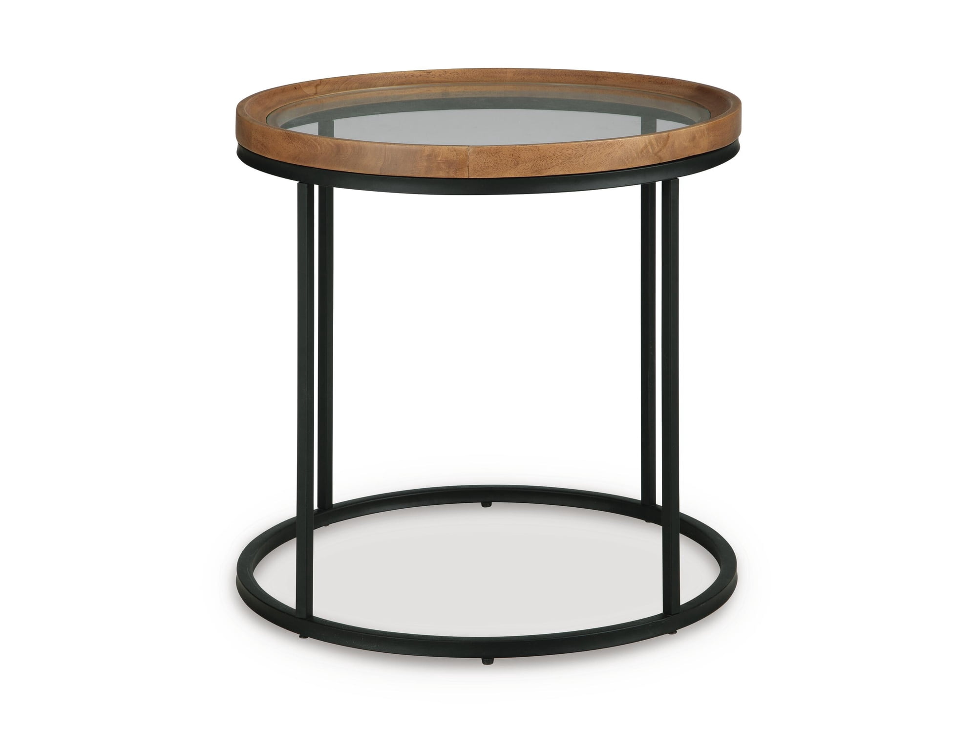Signature Design By Ashley Noraluna Round End Table in Medium Brown/Black
