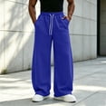 thumbnail image 6 of Wide Leg Sweatpants for Men,Drawstring Elastic Waist Loose Fit Pants with Pockets for Daily Wear, 6 of 7
