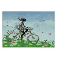 thumbnail image 3 of Outdoor Cutting Board, Woman Riding Vintage Romantic Bike with Spring Time Flowers in Basket Nature Image, Decorative Tempered Glass Cutting and Serving Board, Small Size, Multicolor, by Ambesonne, 3 of 5