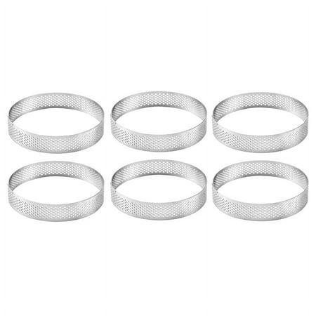 

6pcs 20cm Round Stainless Steel Cake Hole Mousse Cake Tart Ring Pizza Dessert DIY Decor Mould Kitchen Baking Tool