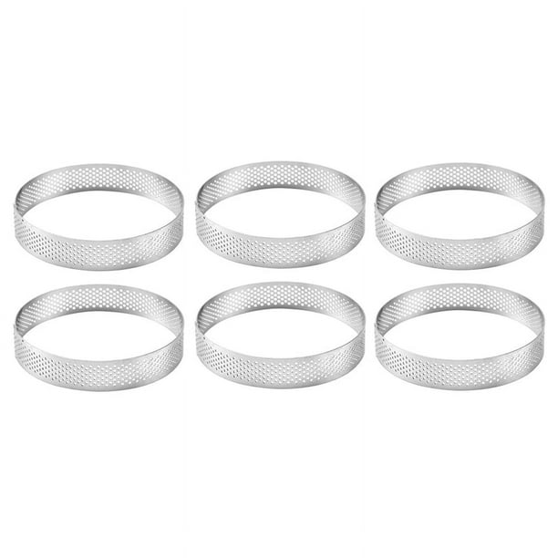 6X Moldes Redondos Agujero Acero Inoxidable para Tartas 20 cm Anillo de Tarta de Pastel de Mousse Postre de Pizza Molde