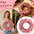 thumbnail image 2 of Valentine's Day Wreath, Valentines Day Wreaths for Front Door, Valentine Day Wreath with Red Berries and Pink Love Heart Forsythia Flowers, Great for Wedding and Holiday Decorations,B, 2 of 6