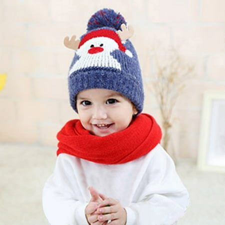 Cotton Ball Cap - Baby Kids Beanie For Boys Girls Cap Cotton Knitted Ball Warm Christmas Hats